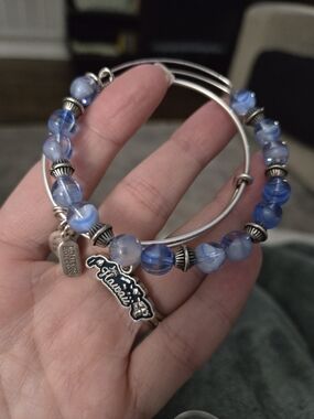 Alex and Ani Hawaii Islands Charm & Blue Bead Bracelet Set